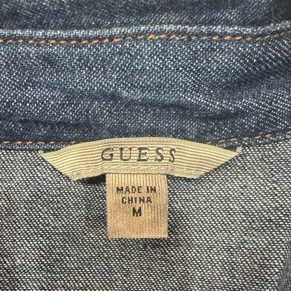 Guess 1981 Women's Medium denim shirt Western Faded Long Sleeve Snap Down button - Picture 4 of 8